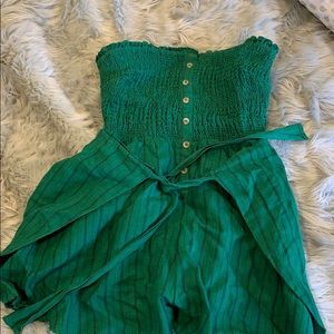 Free people green strapless romper tube top
